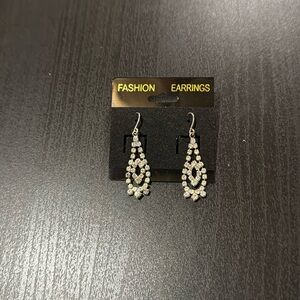 Faux rhinestone & silver dangle earrings. Perfect for that special occasion